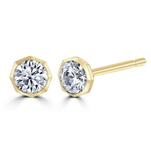 9ct Yellow Gold 0.40ct Diamond Solitaire Octagonal Stud Earrings