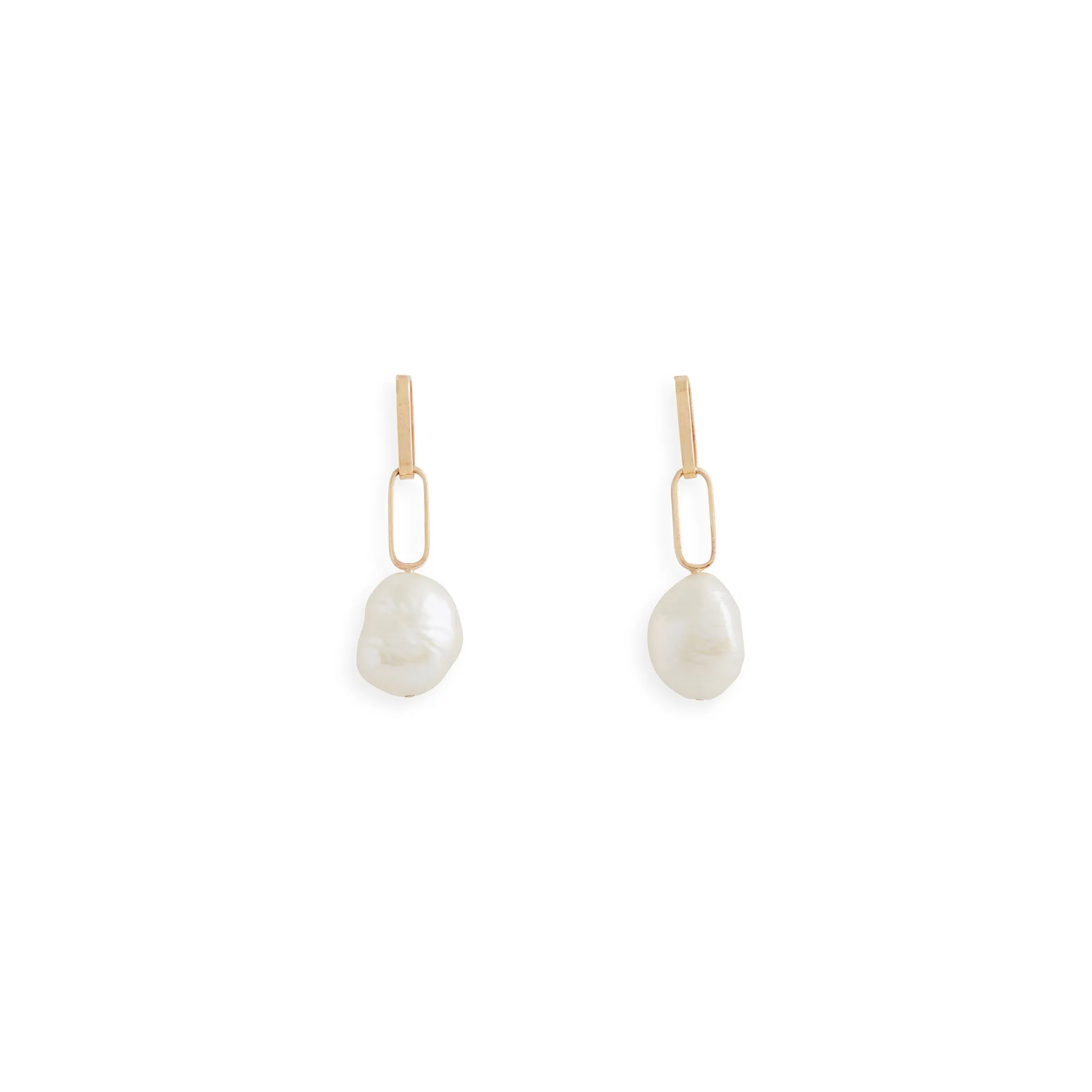 Baroque Pearl Drop Petite Link Earrings Pieces of Eight