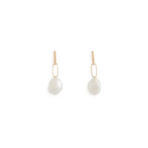 Baroque Pearl Drop Petite Link Earrings Pieces of Eight