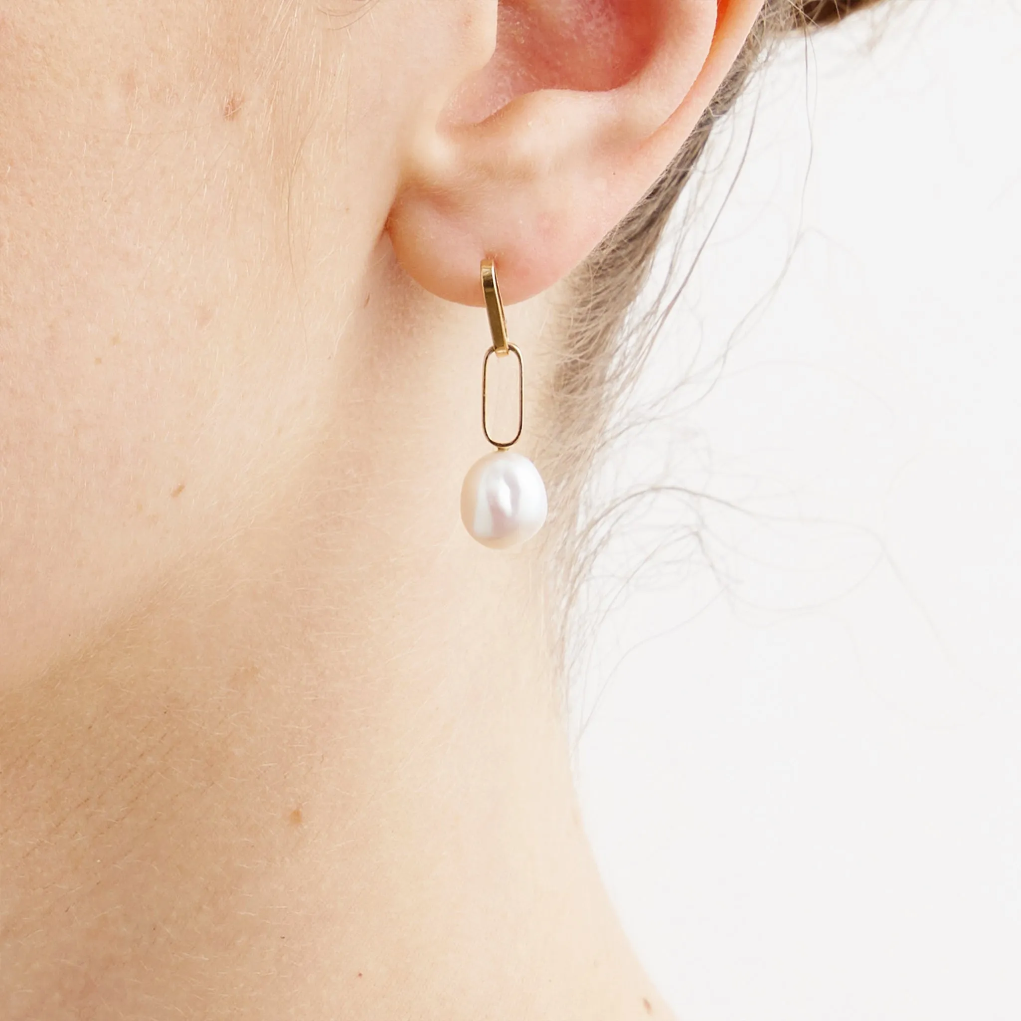 Baroque Pearl Drop Petite Link Earrings Pieces of Eight