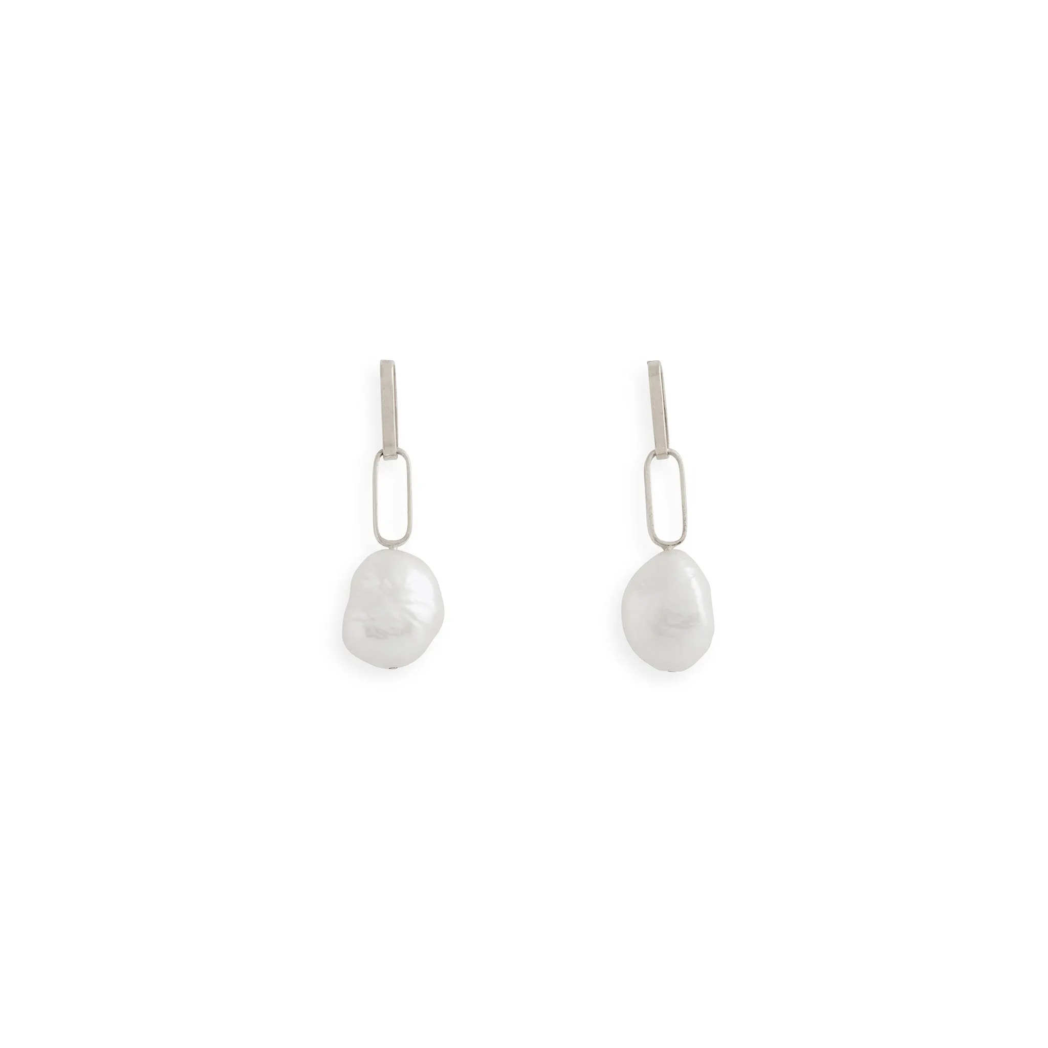 Baroque Pearl Drop Petite Link Earrings Pieces of Eight