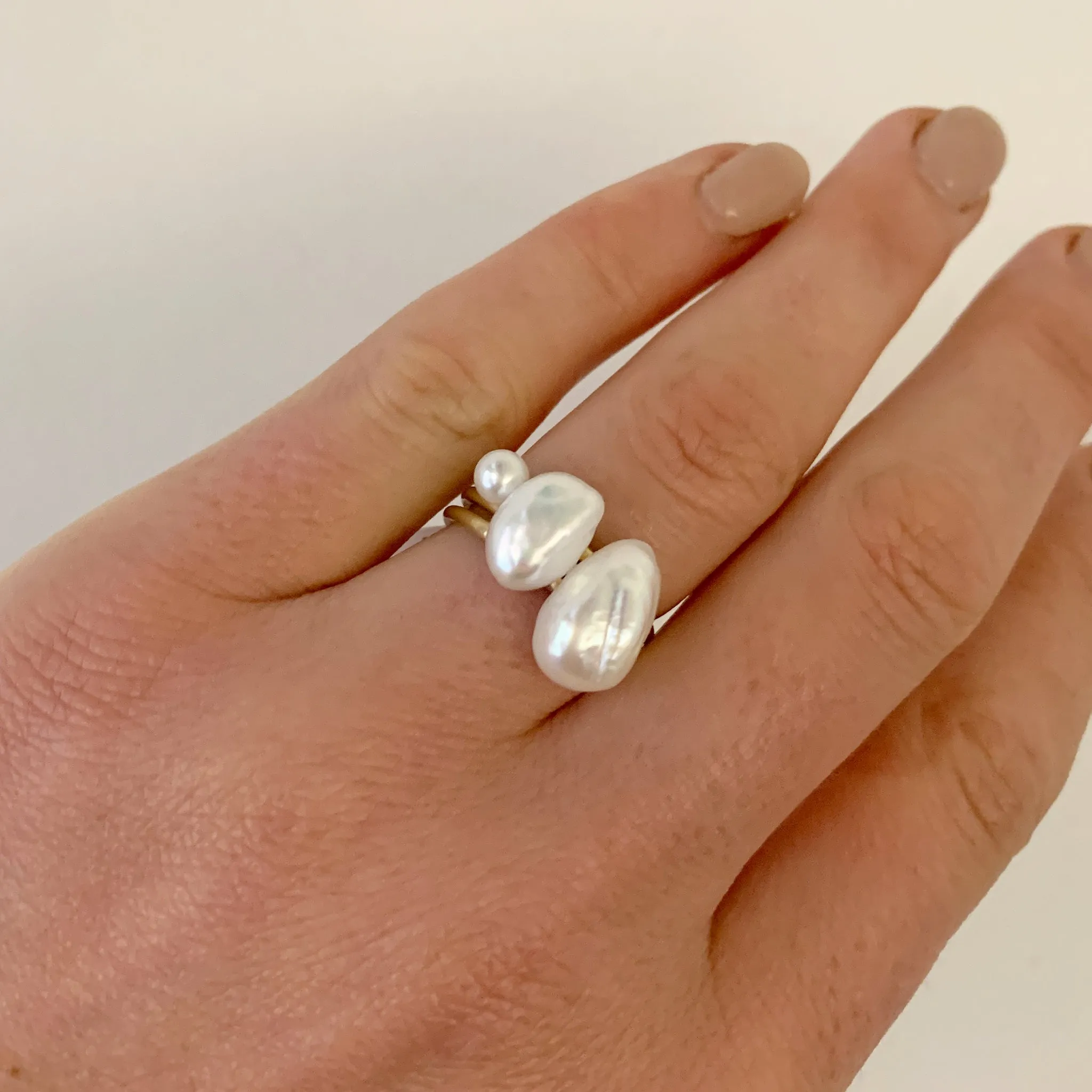 Baroque Pearl Gold Stacking Ring Pieces of Eight