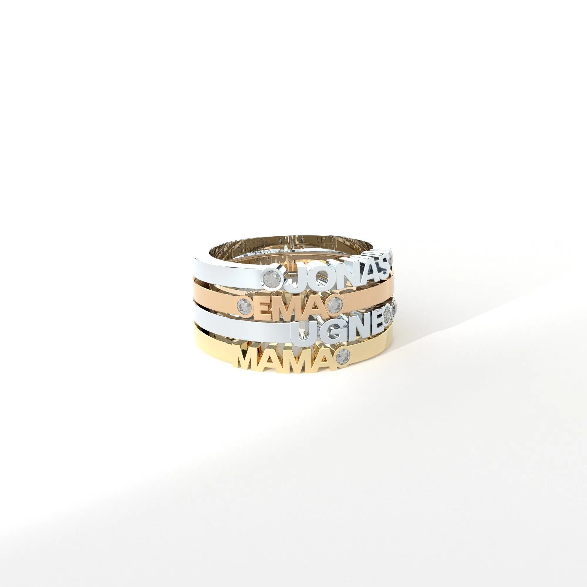 Bespoke 18K Gold, Whitegold or Rosegold Name Ring