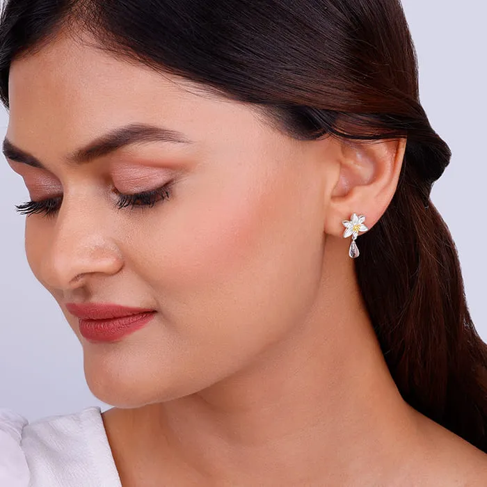 Bhumi Silver Trillium Drop Earrings Giva
