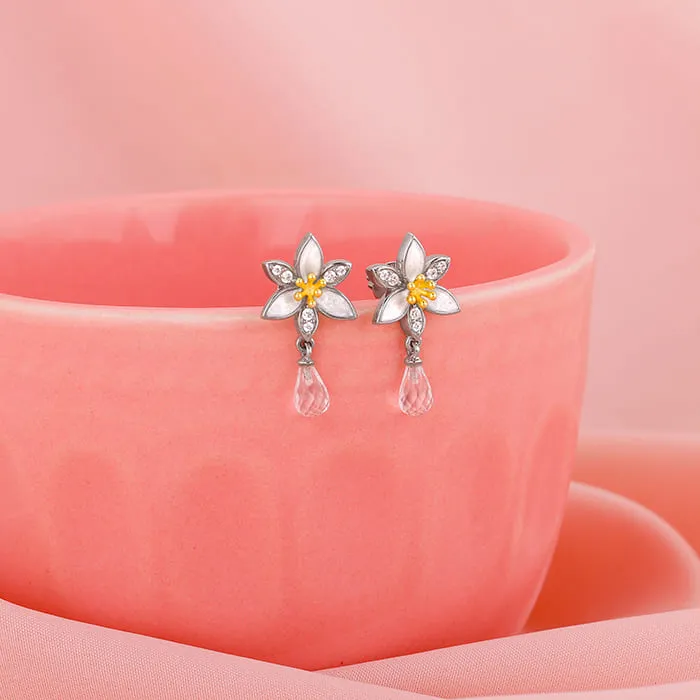Bhumi Silver Trillium Drop Earrings Giva