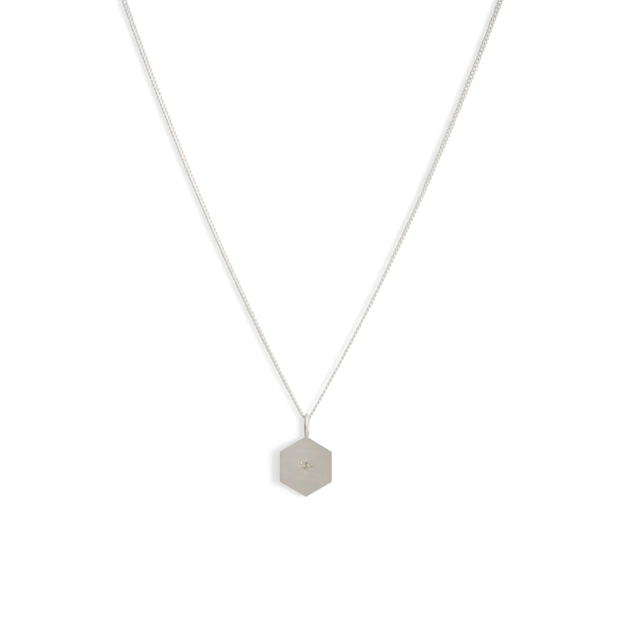 Birthstone Amulet Pendant Silver - Hexagon Pieces of Eight