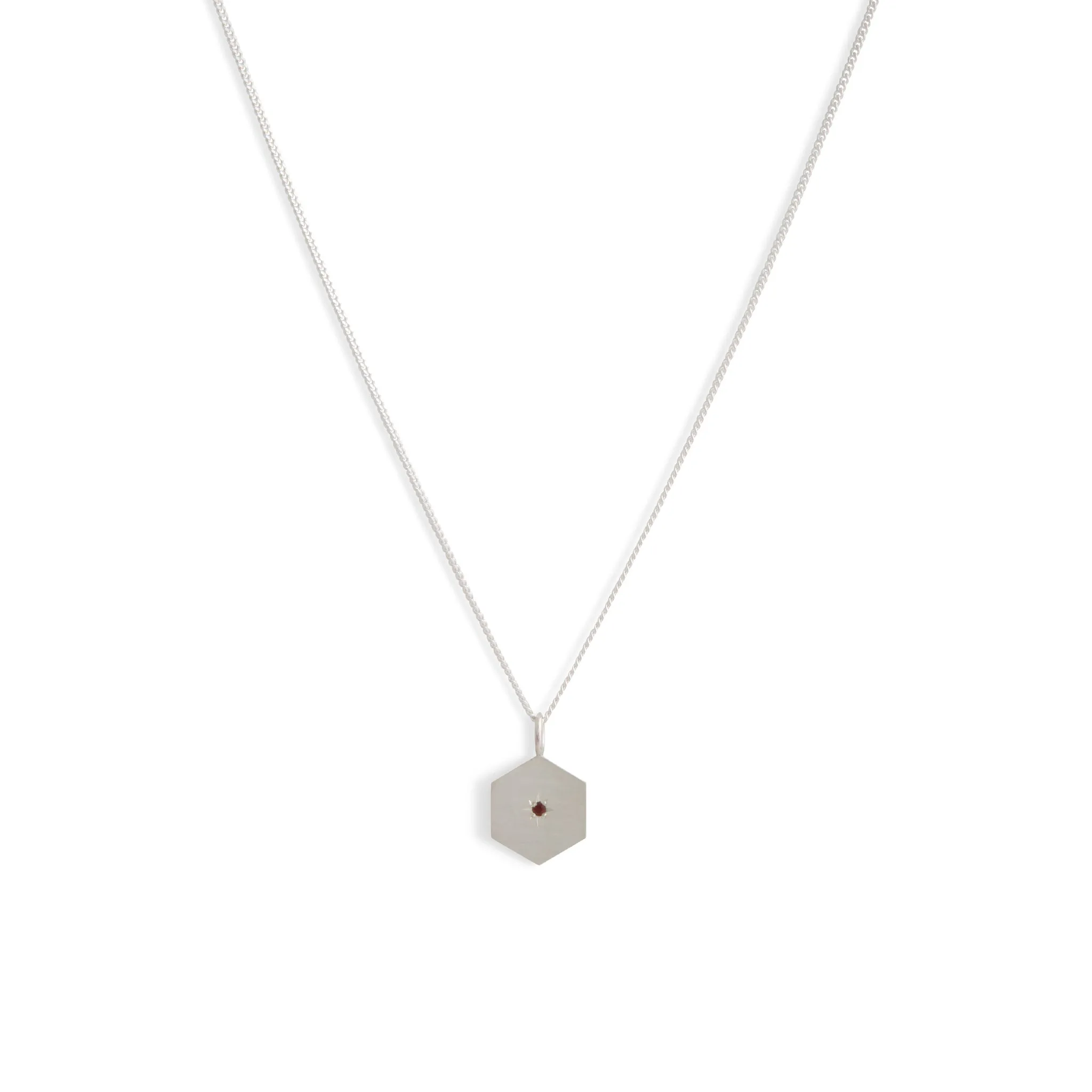 Birthstone Amulet Pendant Silver - Hexagon Pieces of Eight