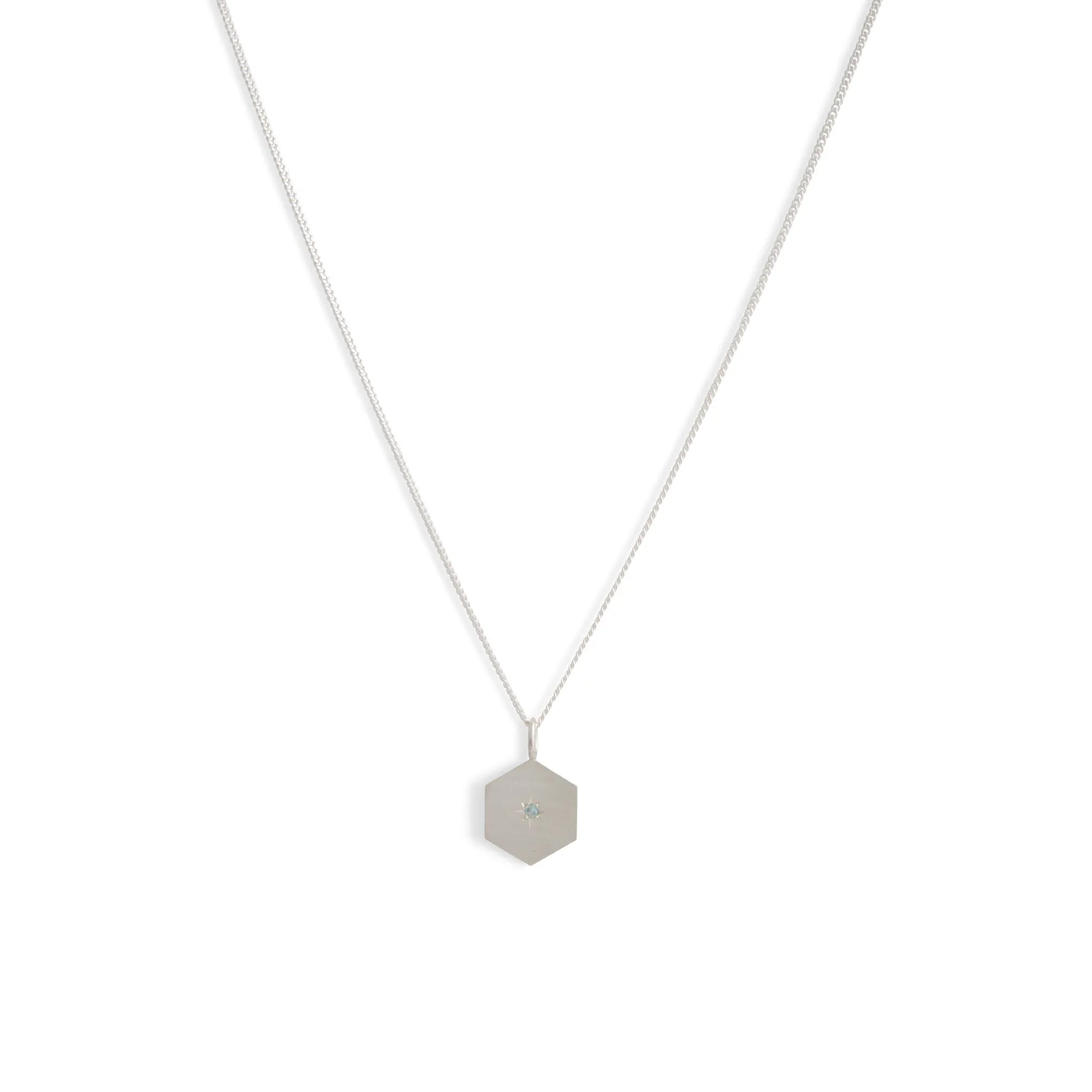 Birthstone Amulet Pendant Silver - Hexagon Pieces of Eight