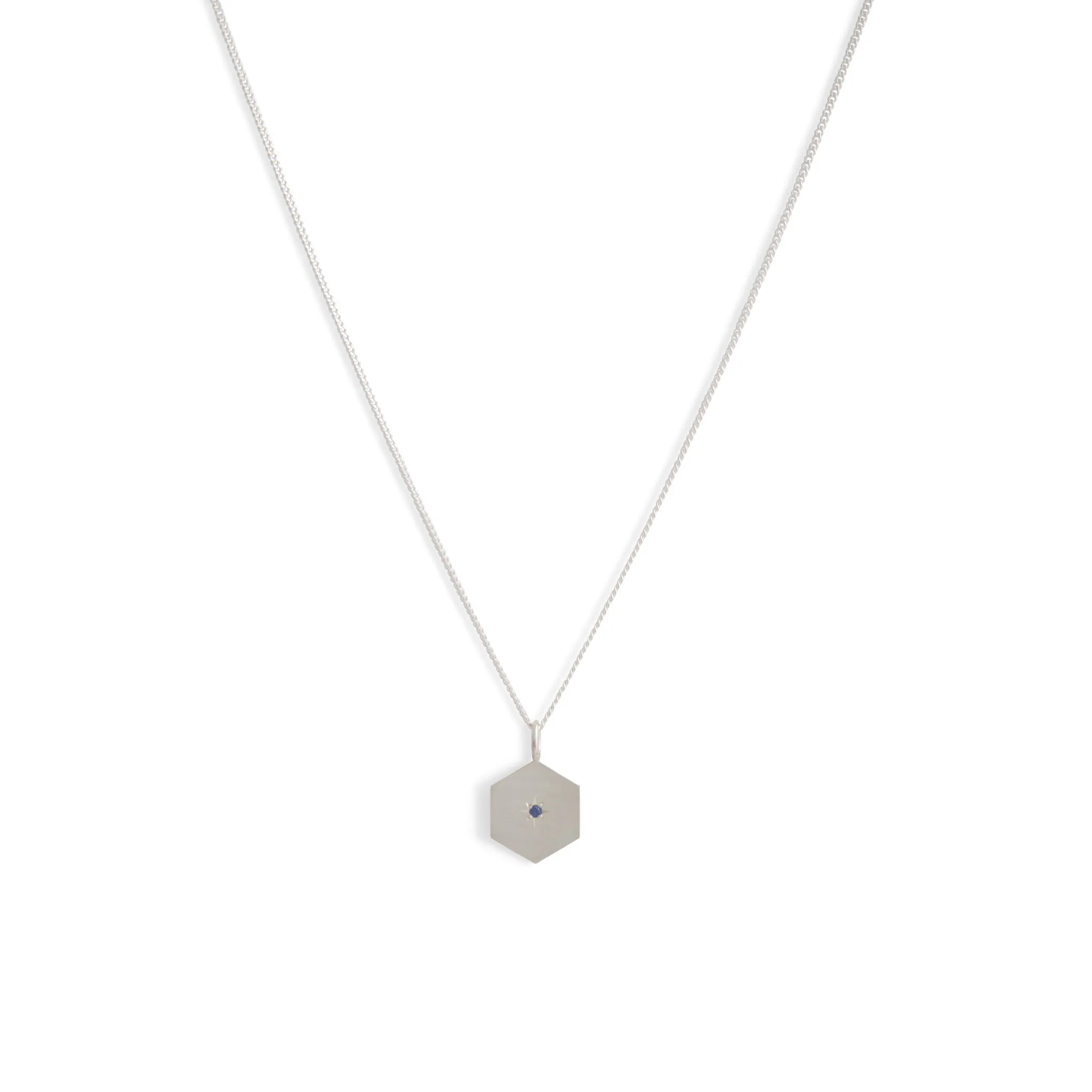 Birthstone Amulet Pendant Silver - Hexagon Pieces of Eight