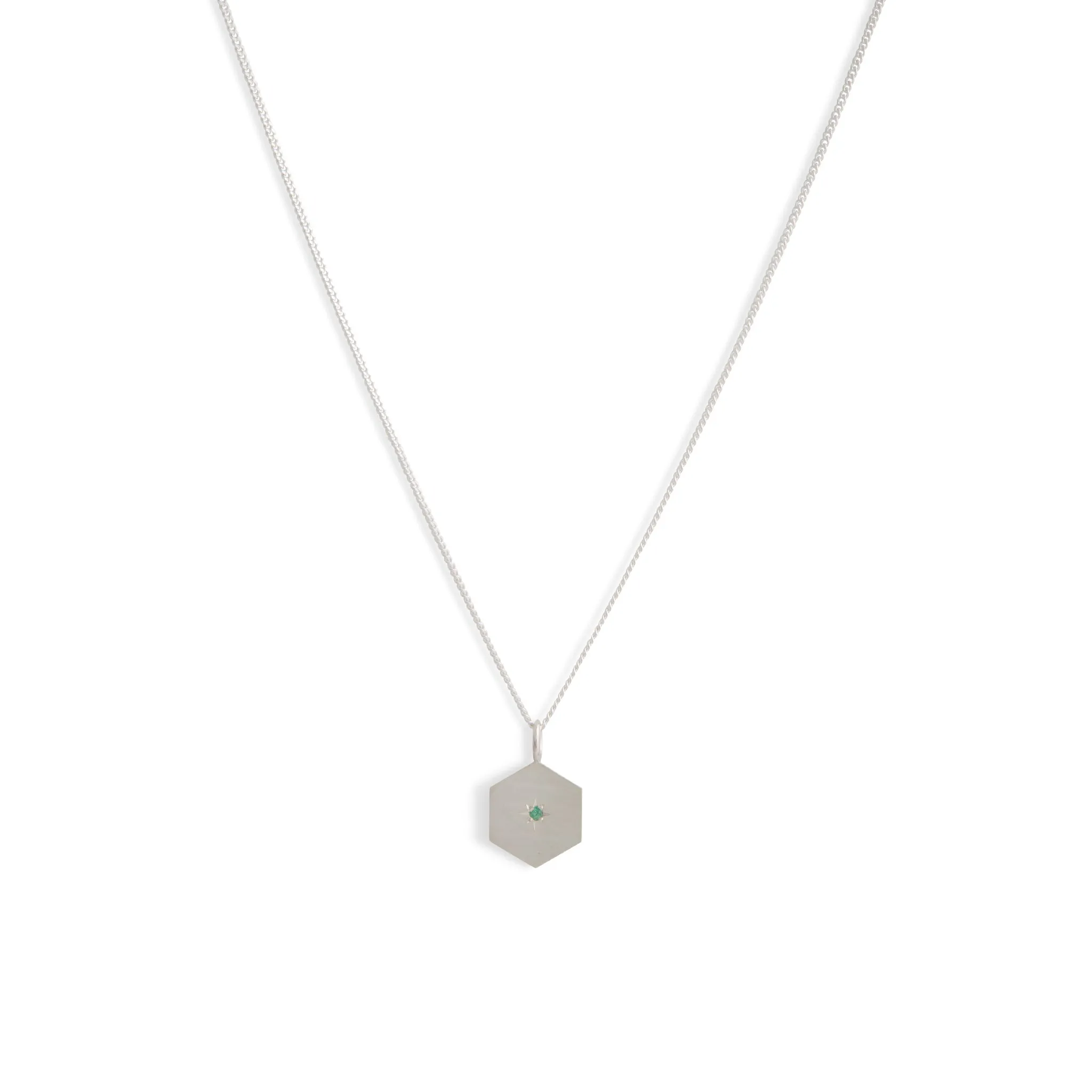 Birthstone Amulet Pendant Silver - Hexagon Pieces of Eight