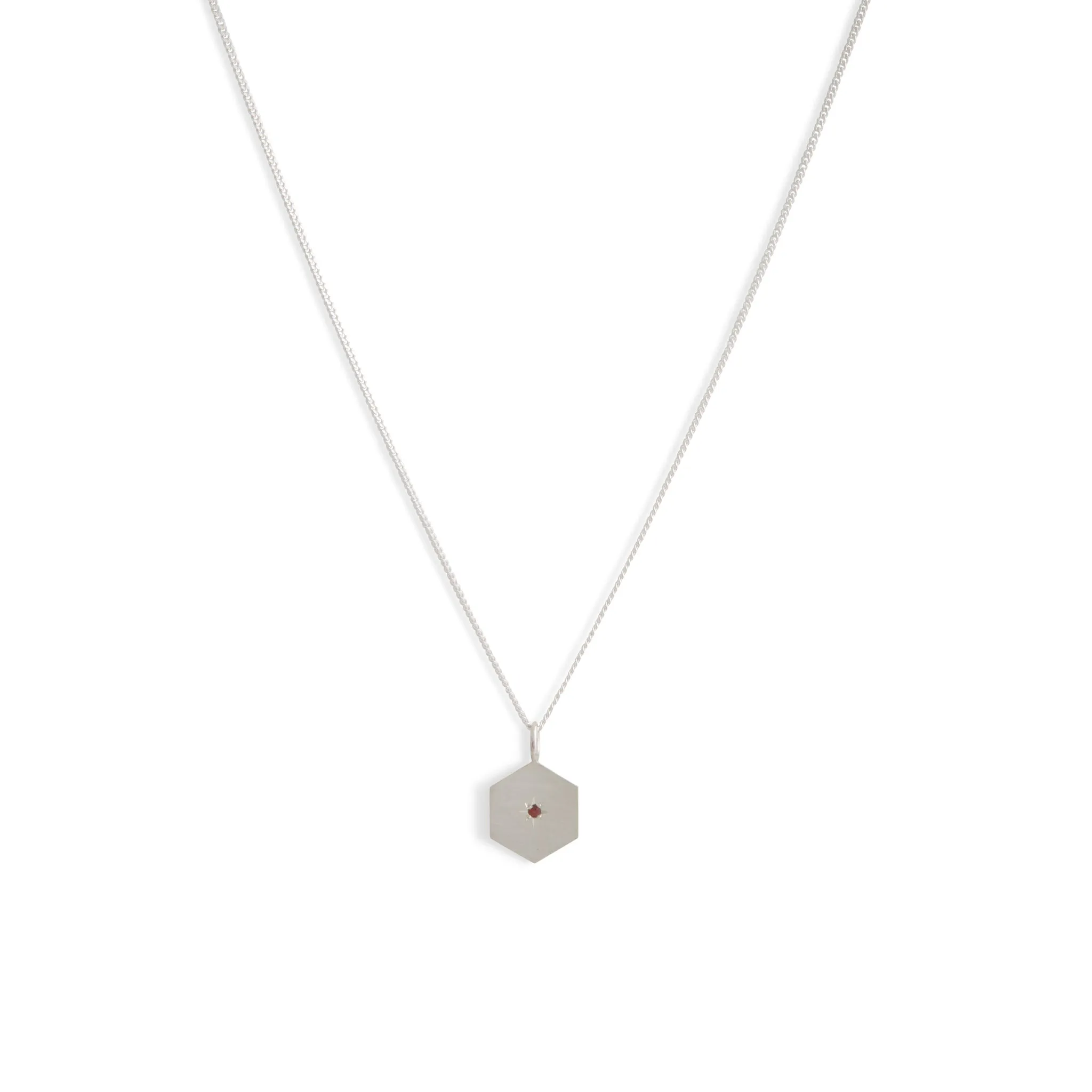 Birthstone Amulet Pendant Silver - Hexagon Pieces of Eight