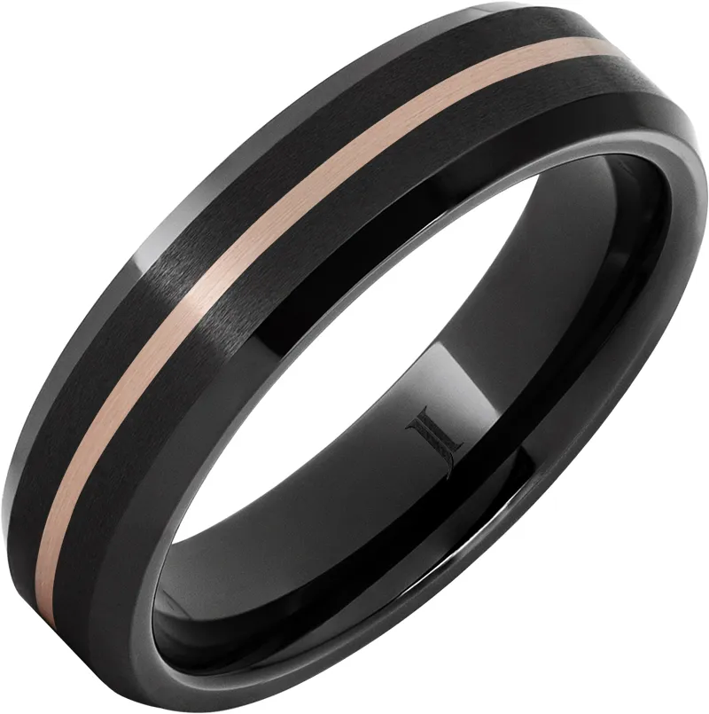 Black Diamond Ceramic Ring with Gold Inlay