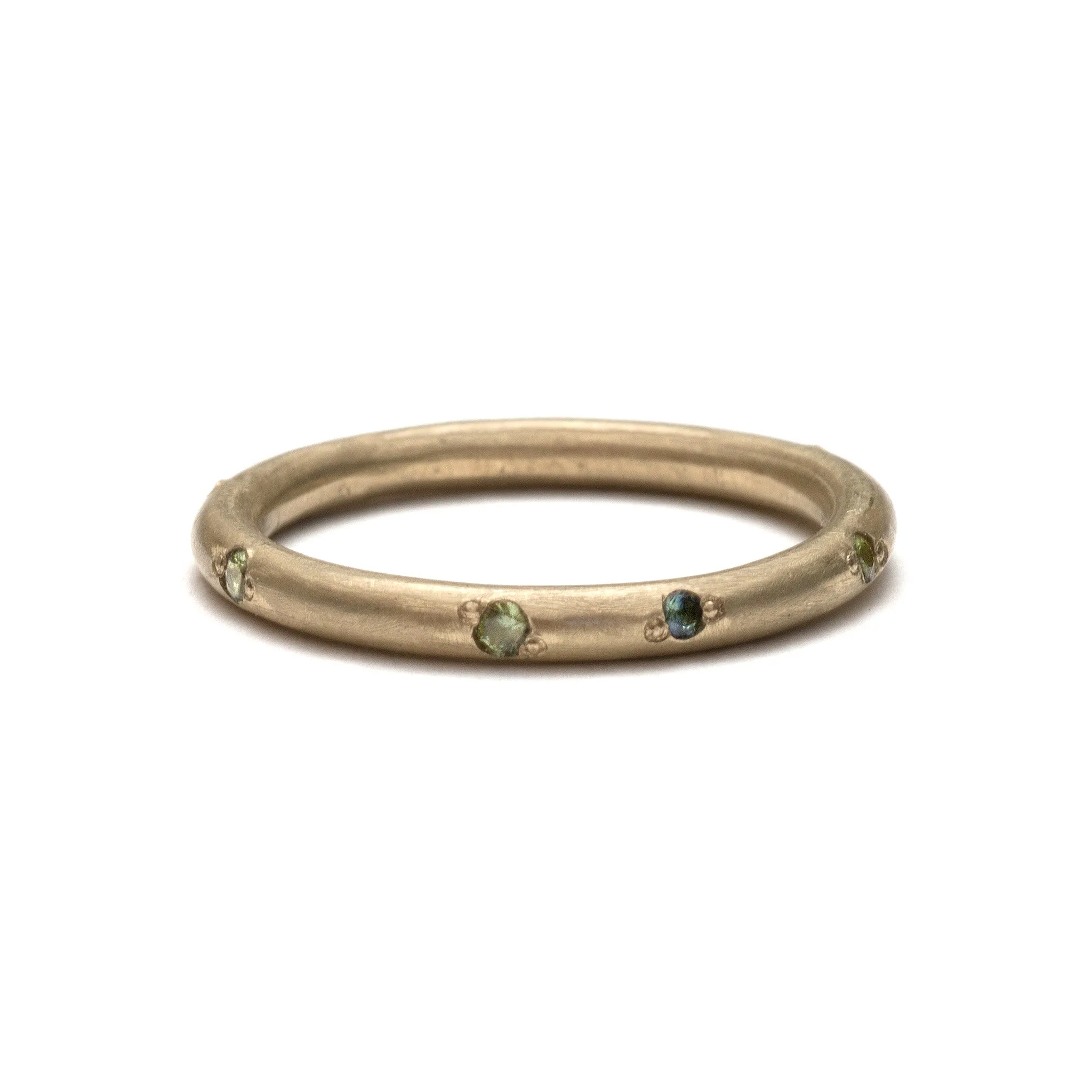 Blue and Green Australian Sapphire Stacking Ring Pieces of Eight