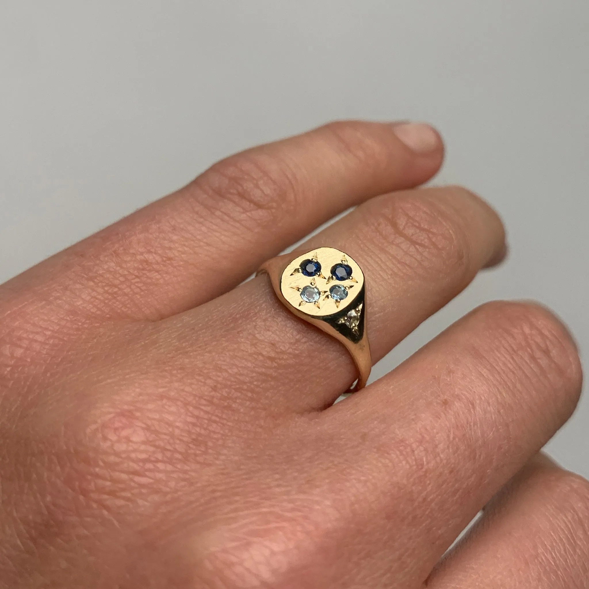 Blue Neapolitan Signet Ring Pieces of Eight