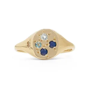 Blue Neapolitan Signet Ring Pieces of Eight