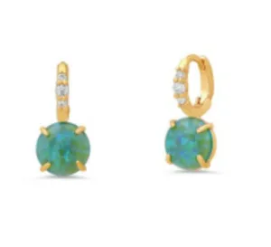 CZ Huggie with Solitaire Opal Stone