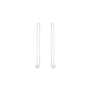 Dangling Star 18K Rose Gold Earring w. Diamond