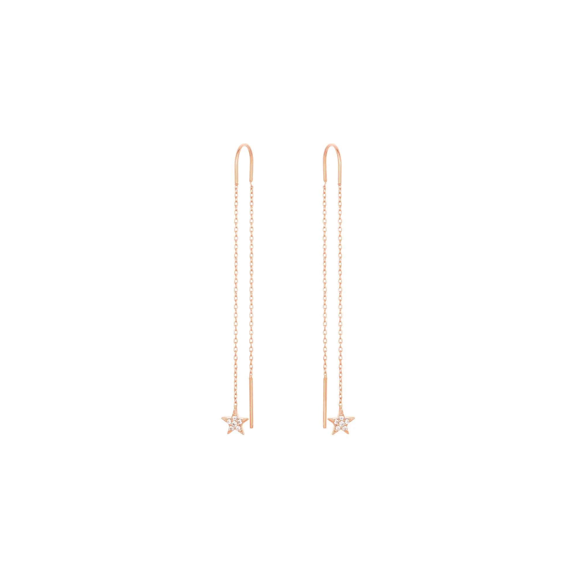 Dangling Star 18K Rose Gold Earring w. Diamond