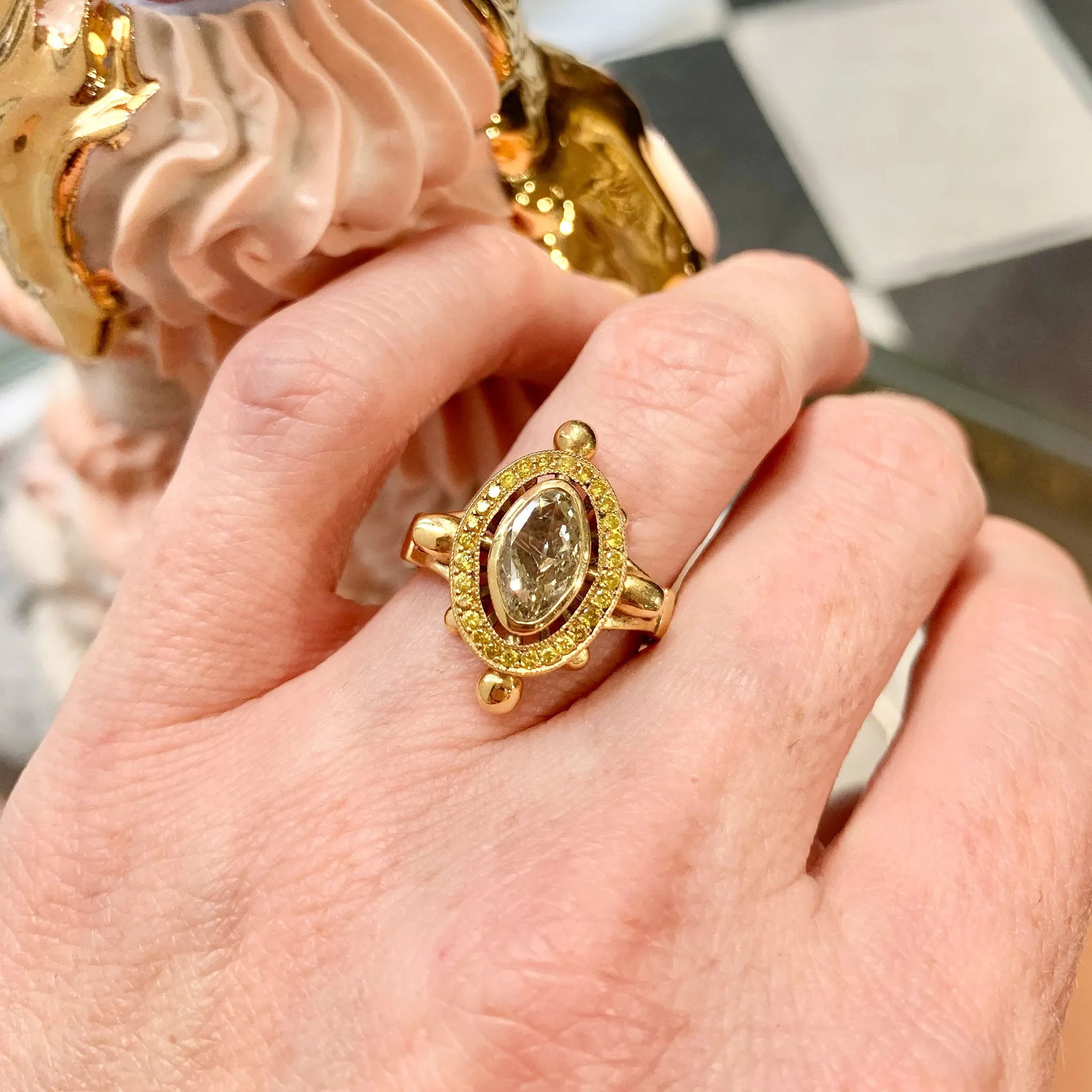 Diamond and Skulls Victorian Gothic ring Pieces of Eight