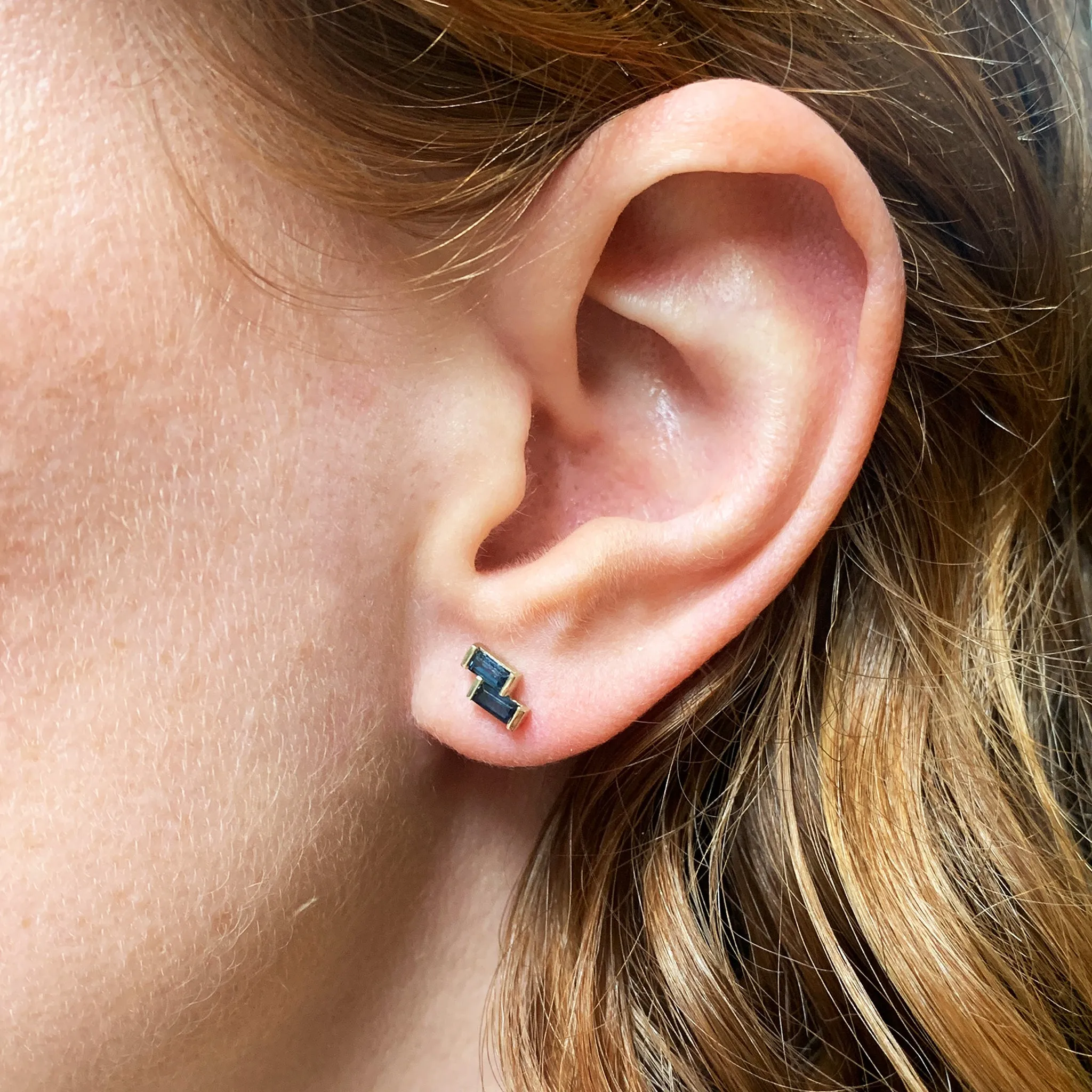 Double Sapphire Baguette Earrings Pieces of Eight