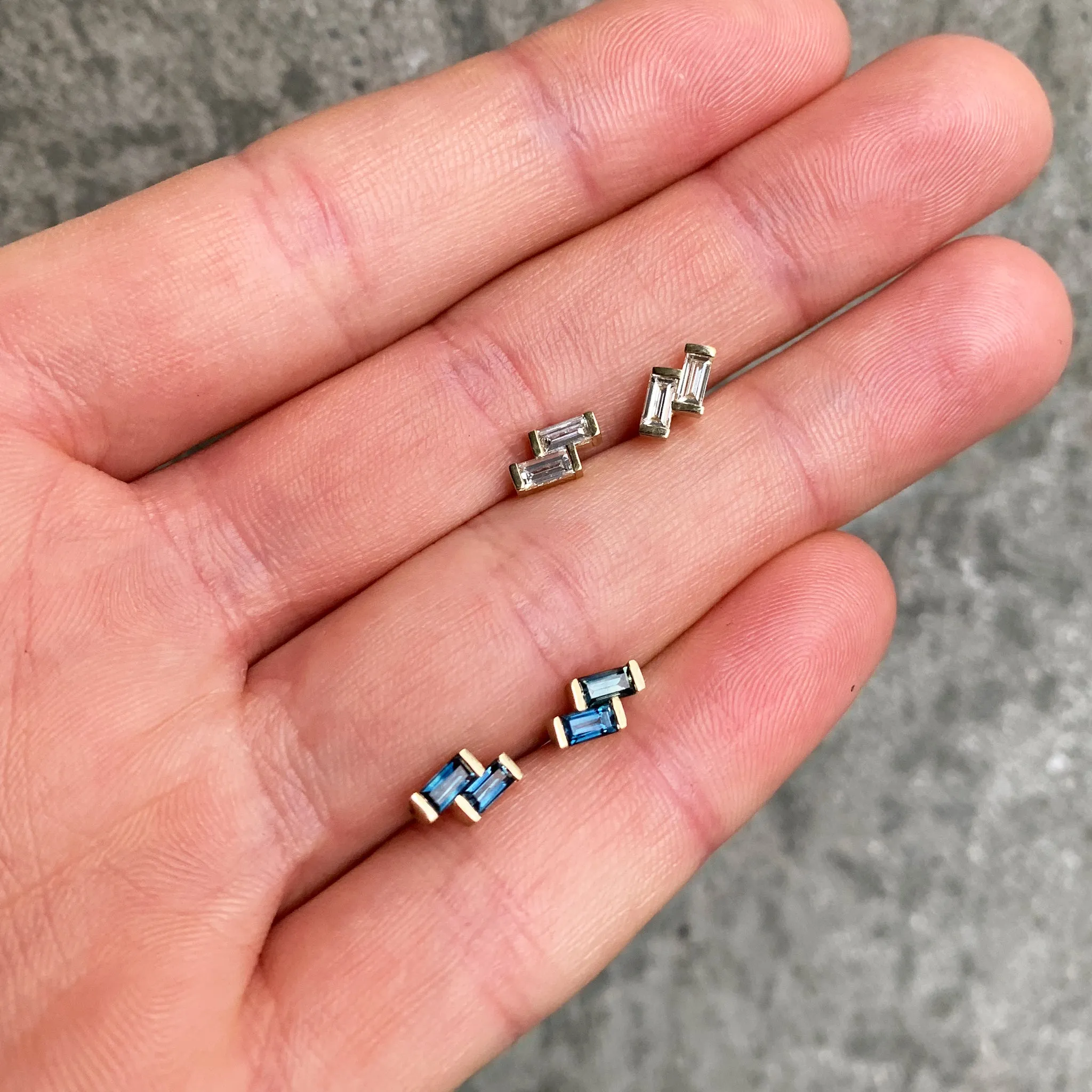 Double Sapphire Baguette Earrings Pieces of Eight