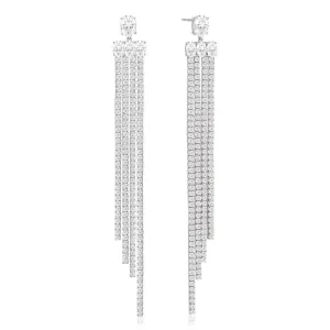 Ellisse Lungo Exclusive Grande Silver Earrings w. Zirconias