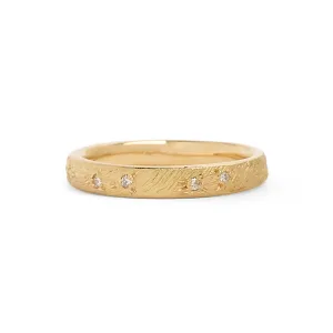 Etched 3 with Diamonds Wedding Ring Pieces of Eight