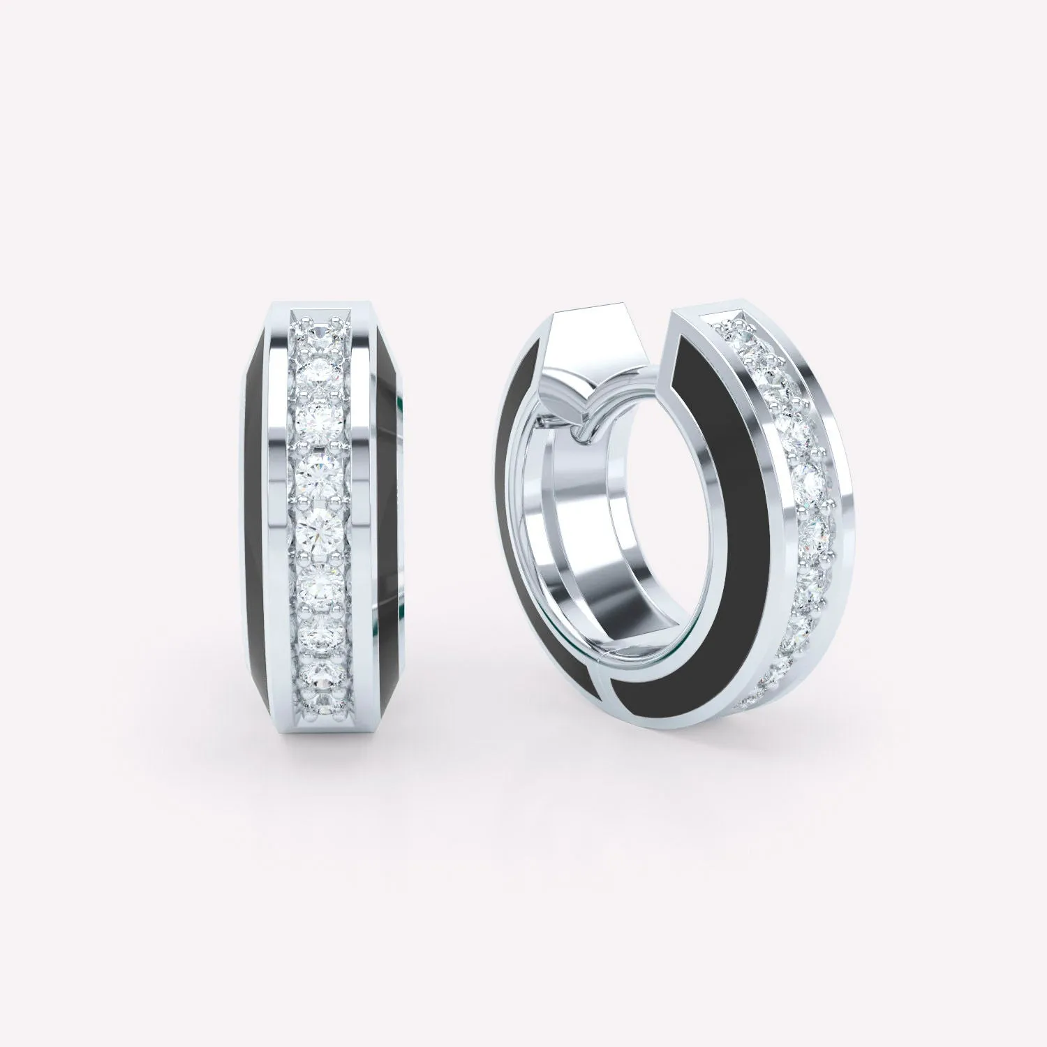 Eternity Black 18K Whitegold Huggies w. Lab-Grown Diamonds