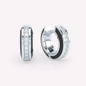 Eternity Black 18K Whitegold Huggies w. Lab-Grown Diamonds