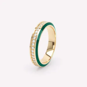 Eternity Green 4mm 18K Gold Ring w. Lab-Grown Diamonds
