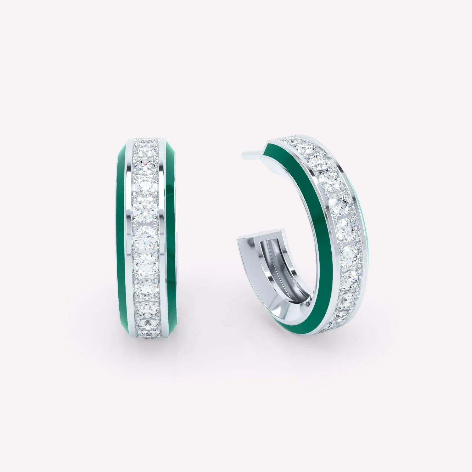Eternity Grønne 18K Hvidguld Øreringe m. Lab-Grown Diamanter