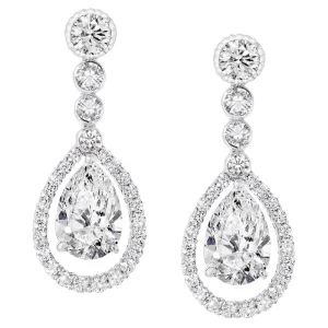 Faberge Platinum Diamond Fluted Teardrop Earrings