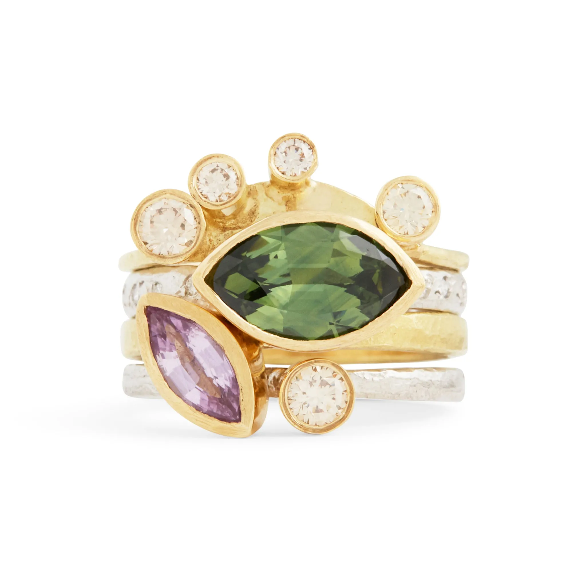 Fancy Green Stack (Set of 4) Ring Pieces of Eight
