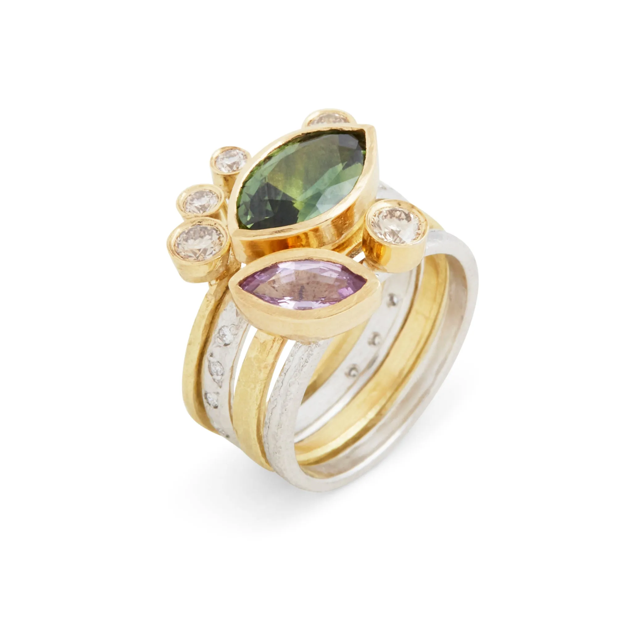 Fancy Green Stack (Set of 4) Ring Pieces of Eight