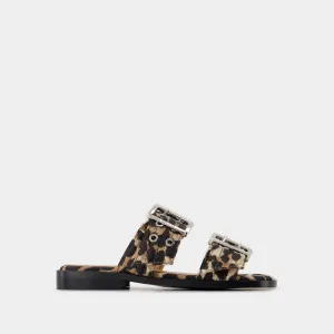 Feminine Sandals - Ganni - Denim - Printed