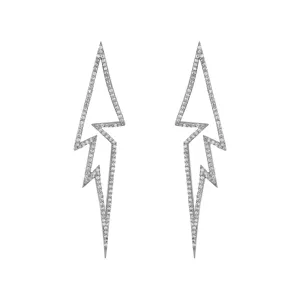 Flash Black Ruthenium on Silver Earrings w. Zirconia