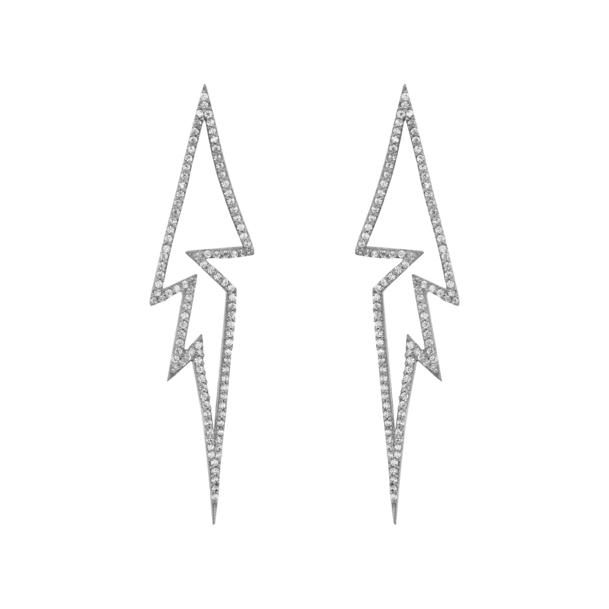 Flash Black Ruthenium on Silver Earrings w. Zirconia