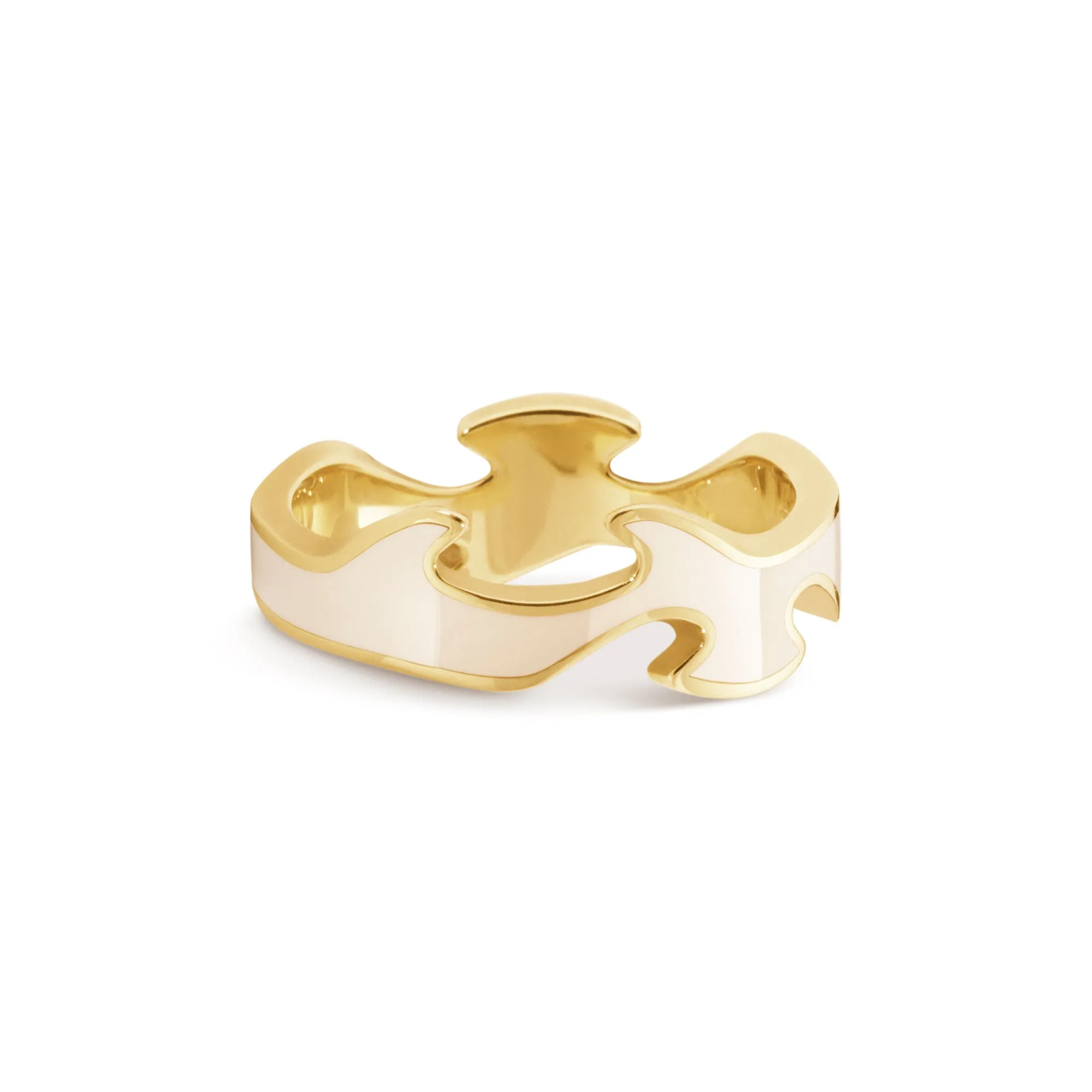 Fusion 18K Gold Center Ring w. Beige HyCeram