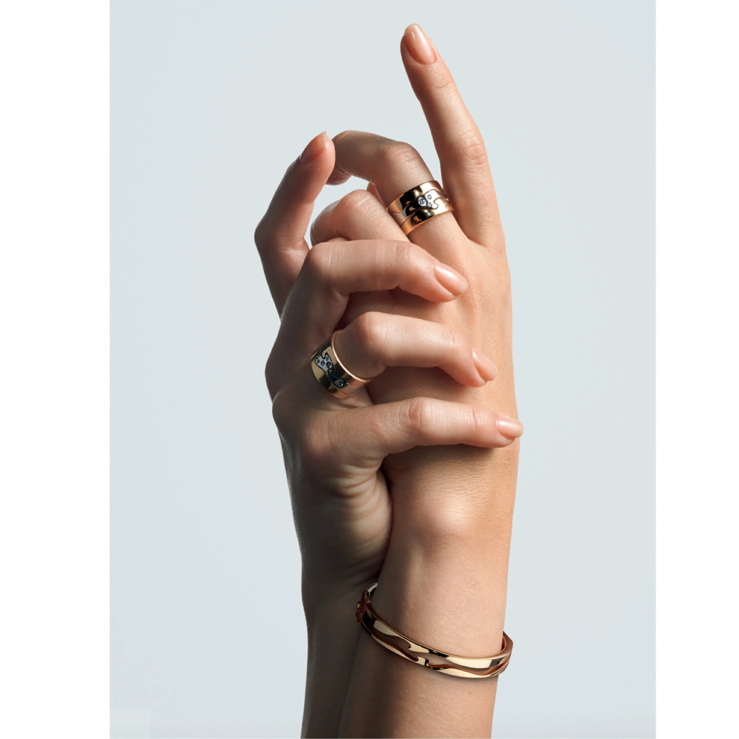 Fusion 18K Rose Gold, Gold & White Gold Ring w. Diamonds