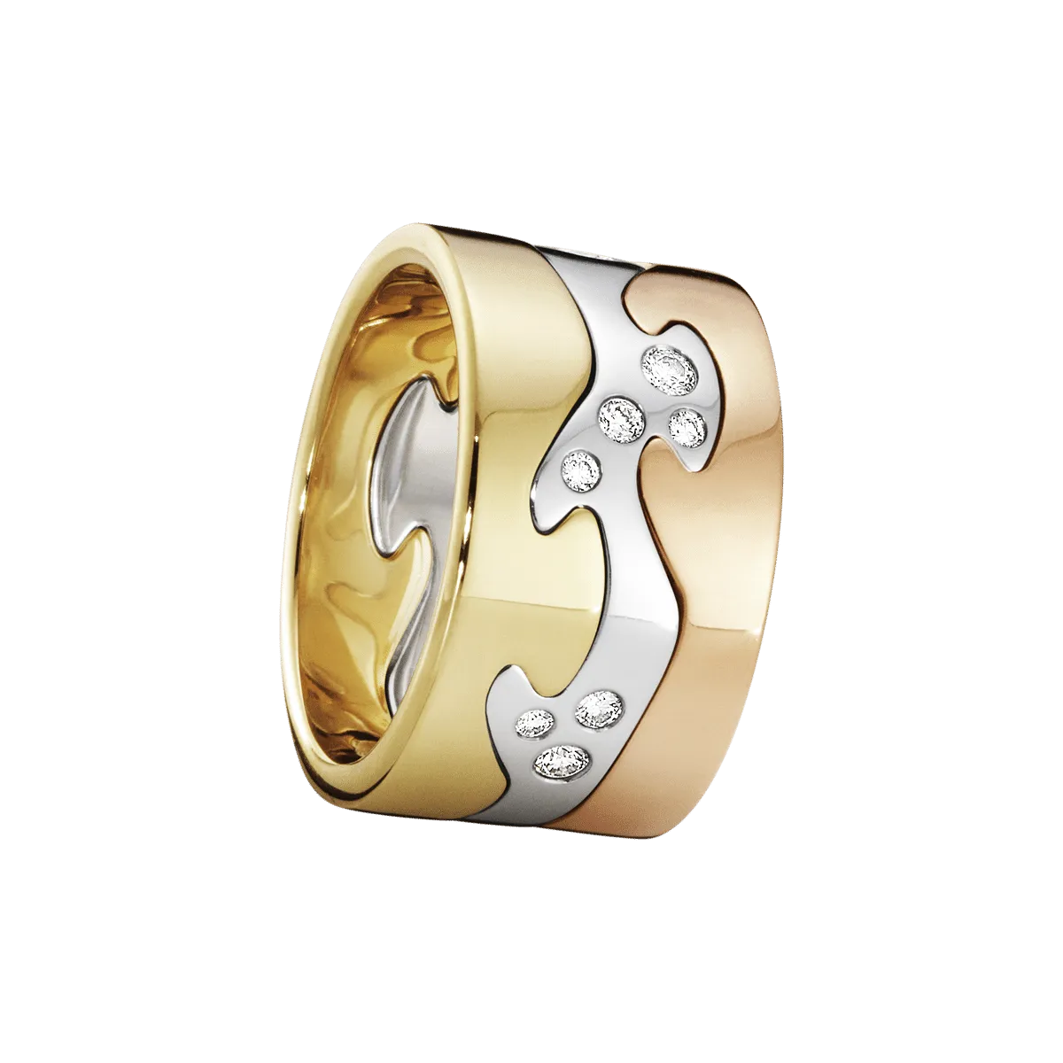 Fusion 18K Rose Gold, Gold & White Gold Ring w. Diamonds