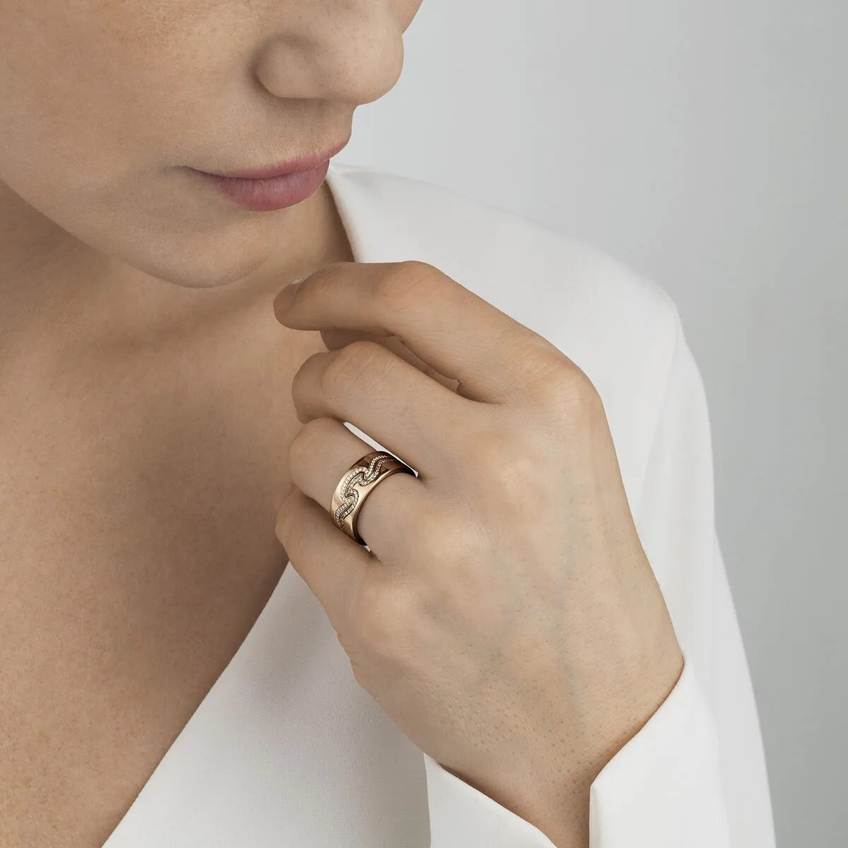 Fusion 18K Rose Gold Rings w. Diamonds