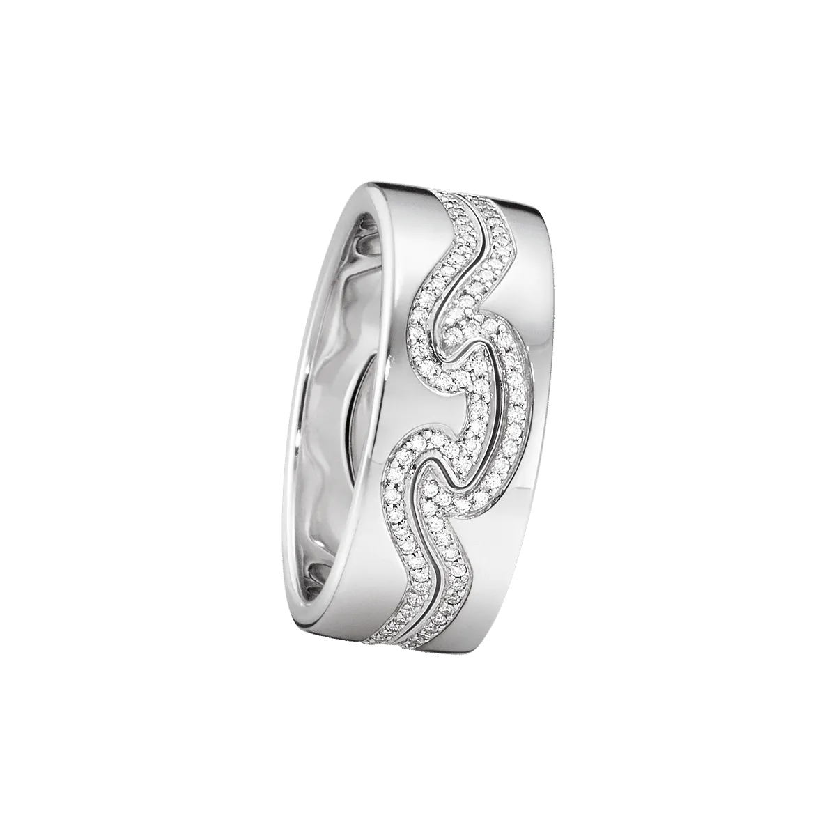 Fusion 18K White Gold End Rings w. Diamonds