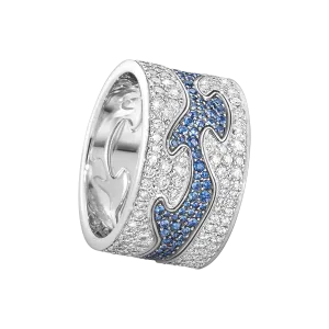 Fusion Blue Pavé 18K White Gold Rings w. Diamonds