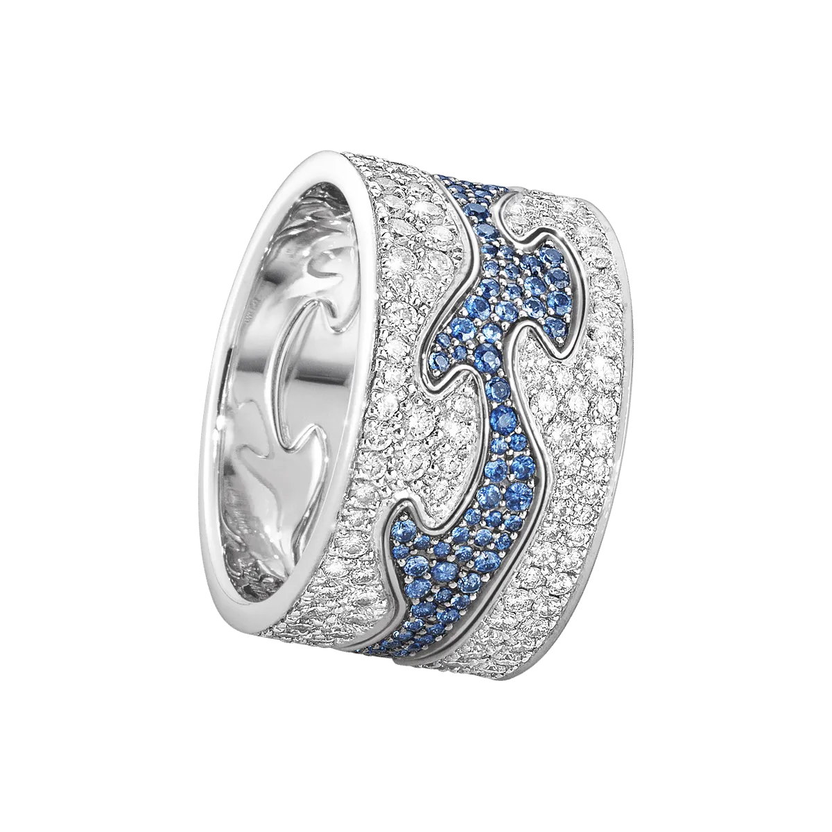 Fusion Blue Pavé 18K White Gold Rings w. Diamonds