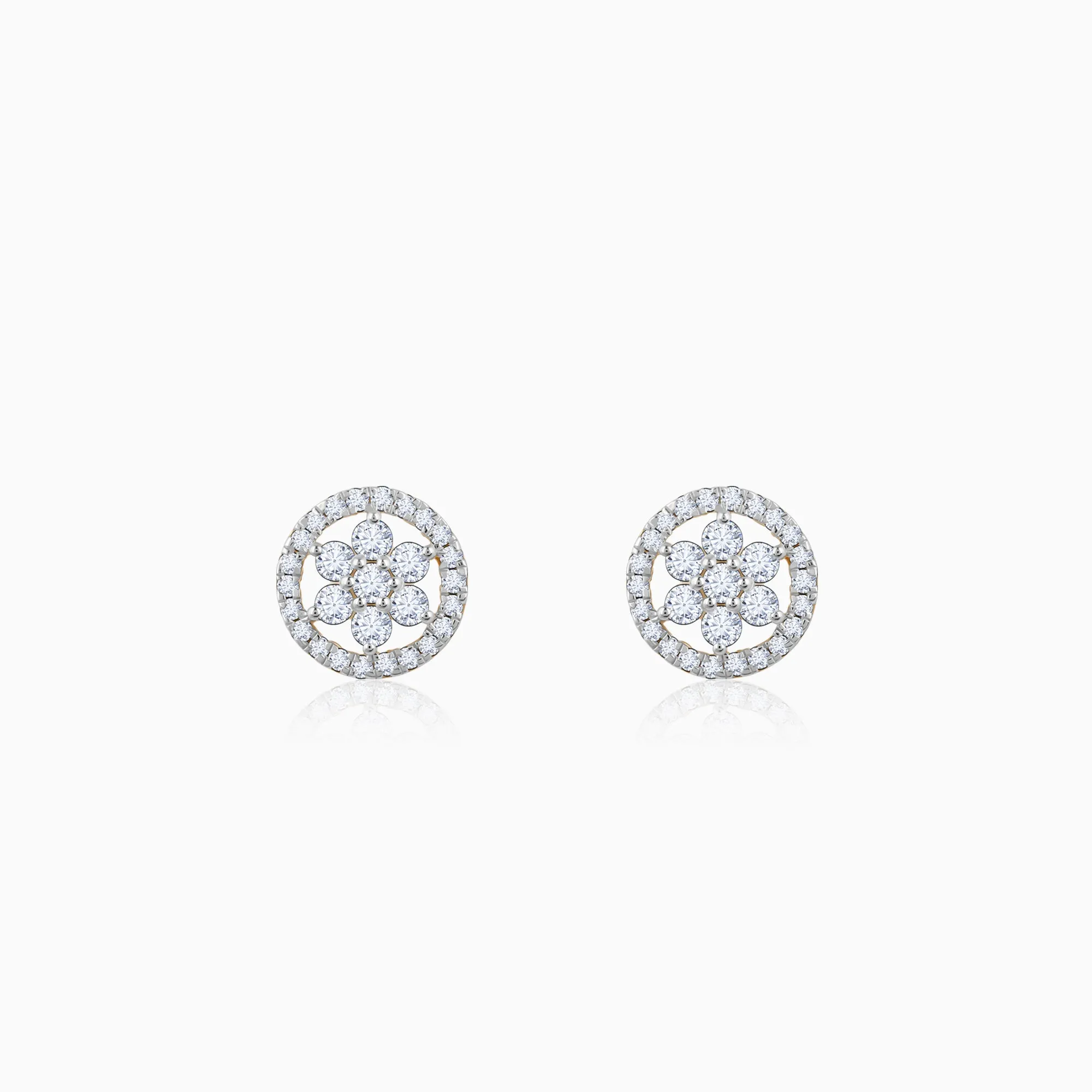 Gold Floret Solitaire Diamond Earrings Giva