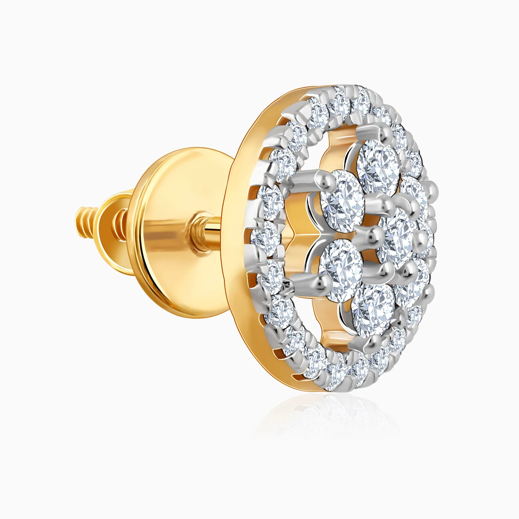 Gold Floret Solitaire Diamond Earrings Giva