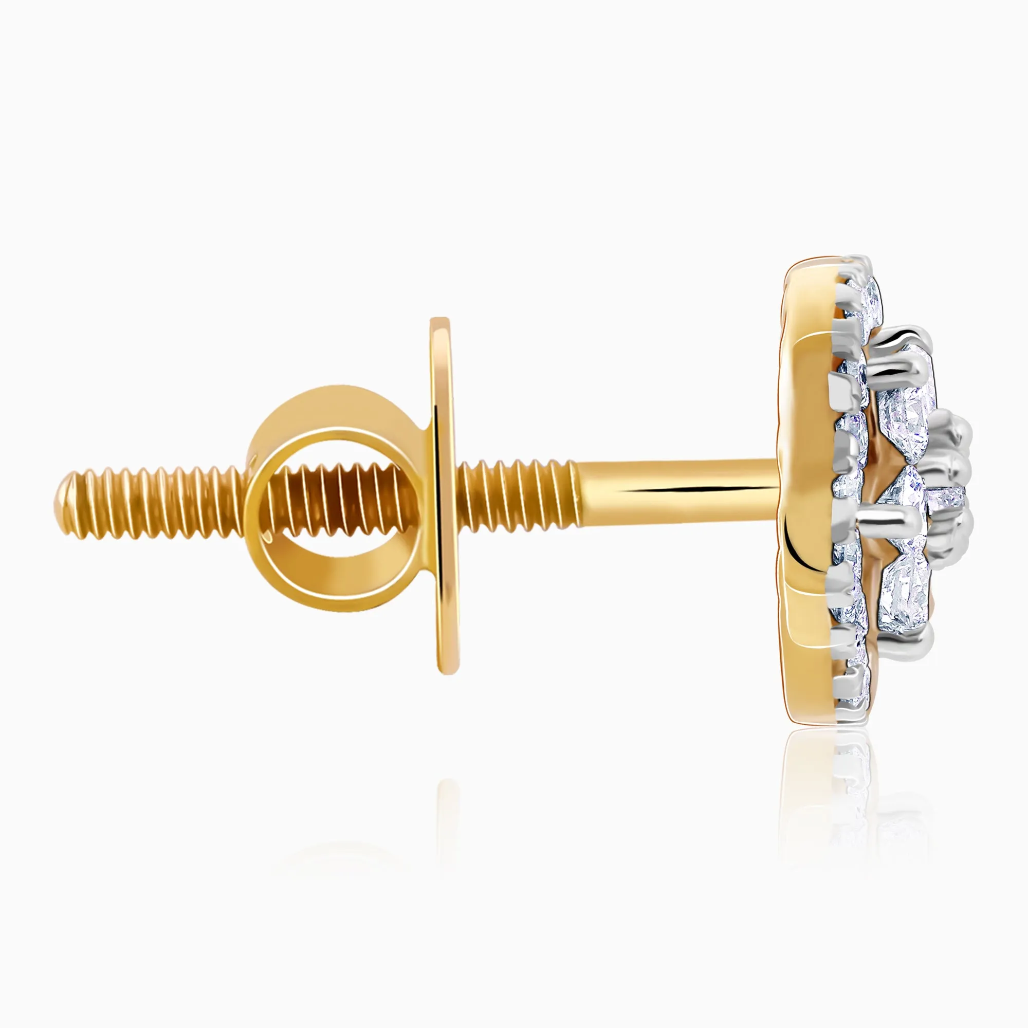 Gold Floret Solitaire Diamond Earrings Giva