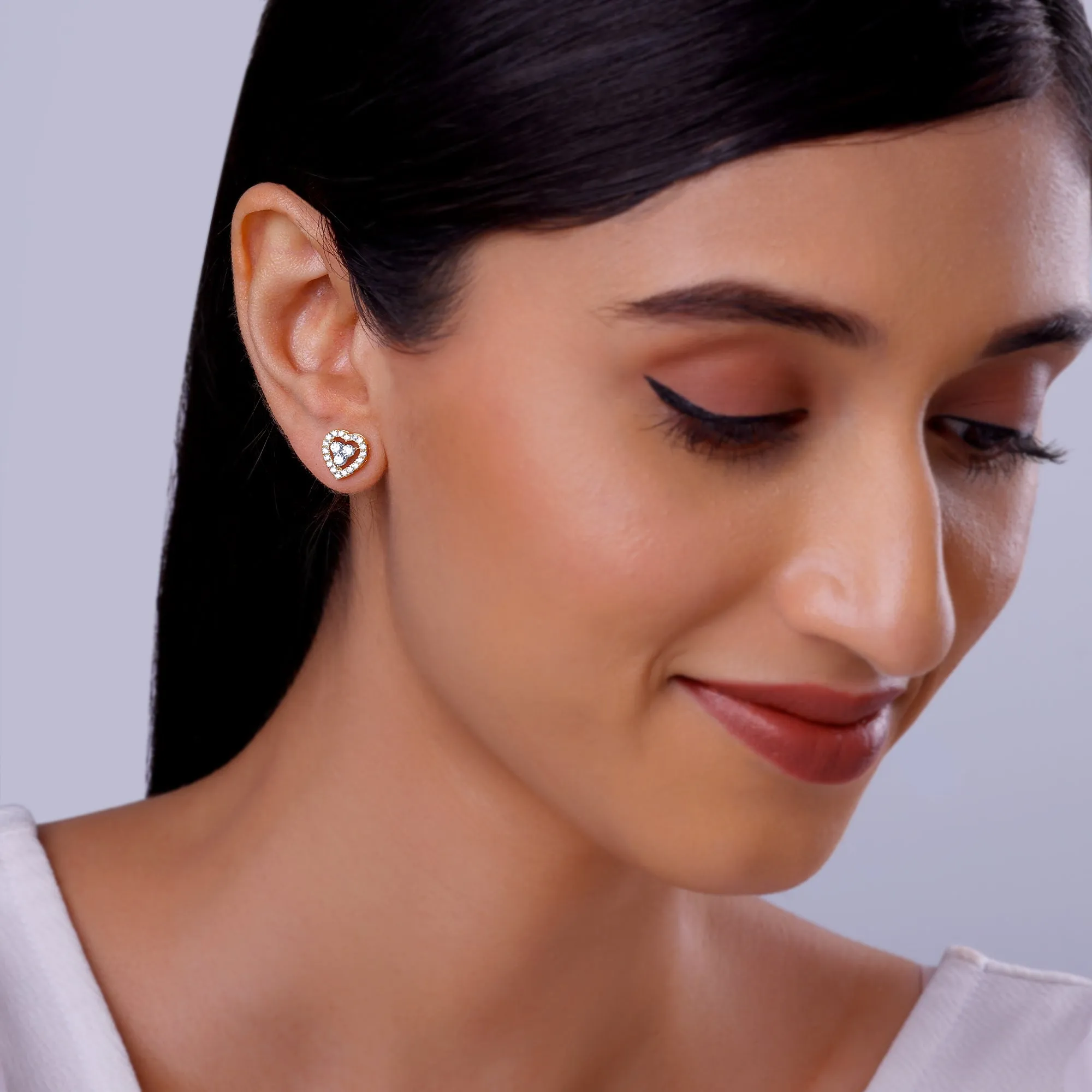 Gold Heartlet Diamond Earrings Giva