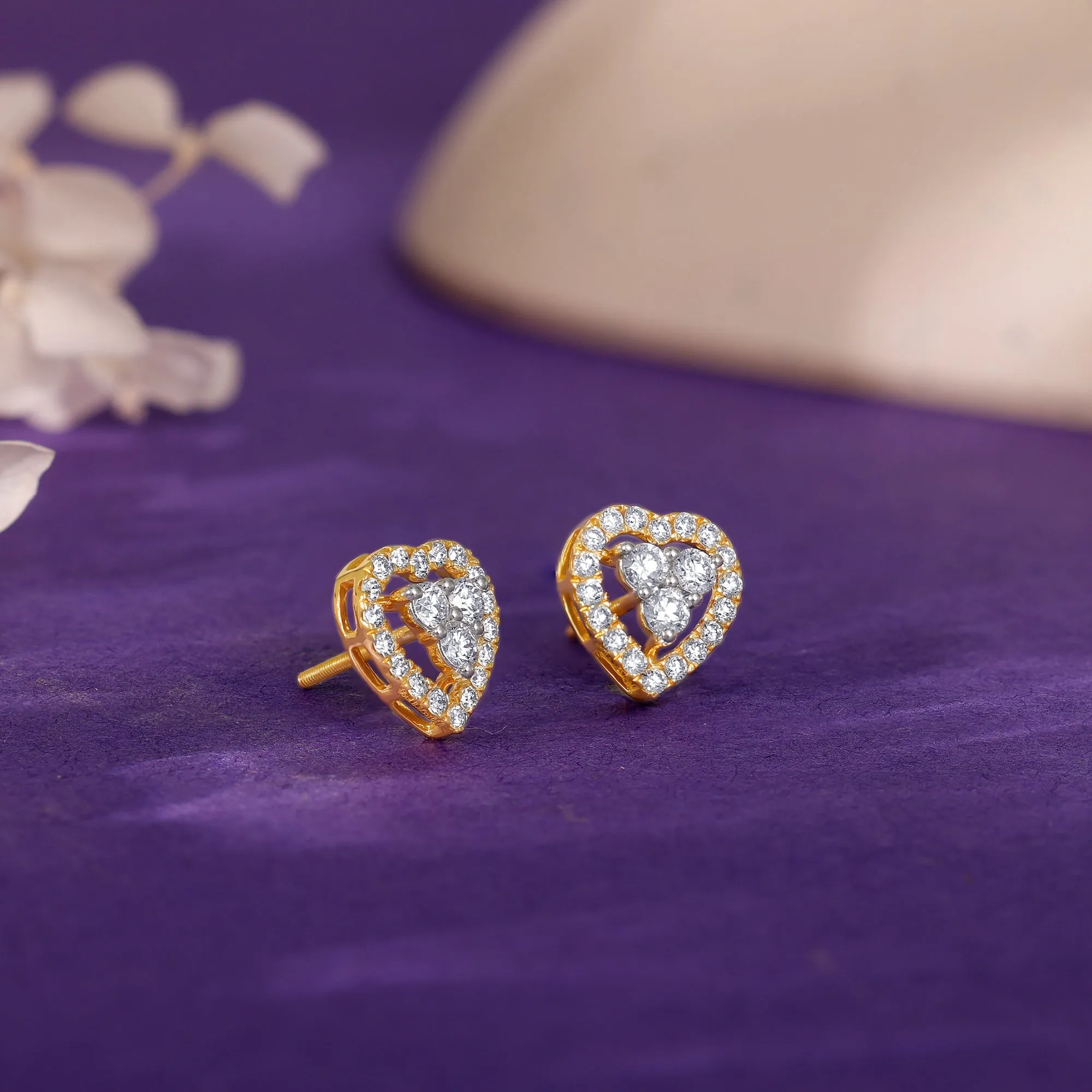 Gold Heartlet Diamond Earrings Giva