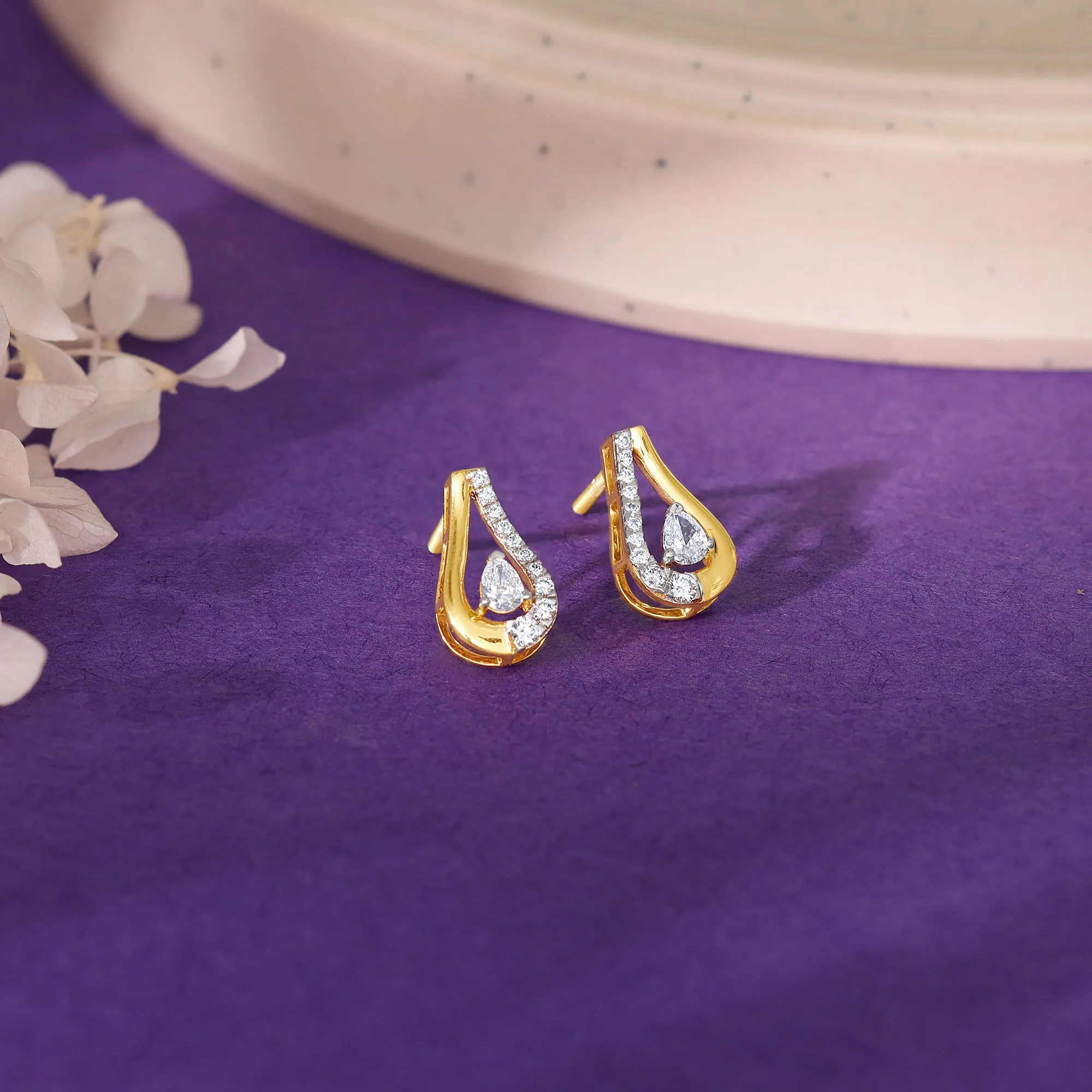 Gold Majestic Aura Diamond Earrings Giva